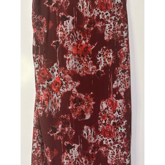 IRO Paris Alise Abstract Burgundy Print Draped Midi Skirt Size 34 Small NWT - Picture 9 of 11
